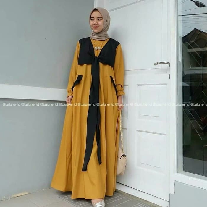 Model Baju Gamis Long Dress Hijab Pita Terbaru RYN Fashion 