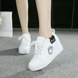 Sepatu Wedges Bertali Warna Putih Model Terbaru