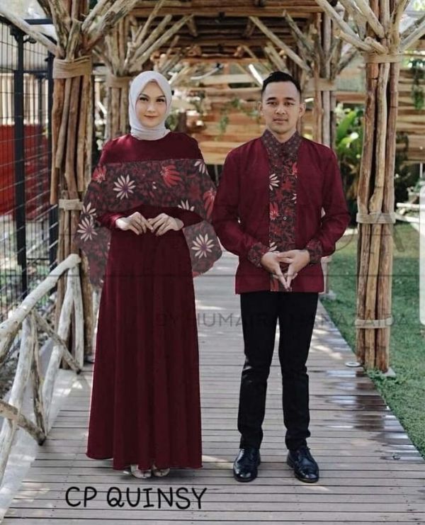 Baju Couple Gamis Kemeja Batik Muslim Lengan Panjang | RYN Fashion