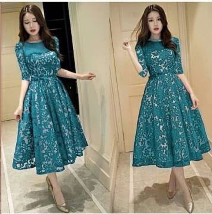  Baju  Dress Pendek  Bahan Brukat Cantik Model  Terbaru RYN 