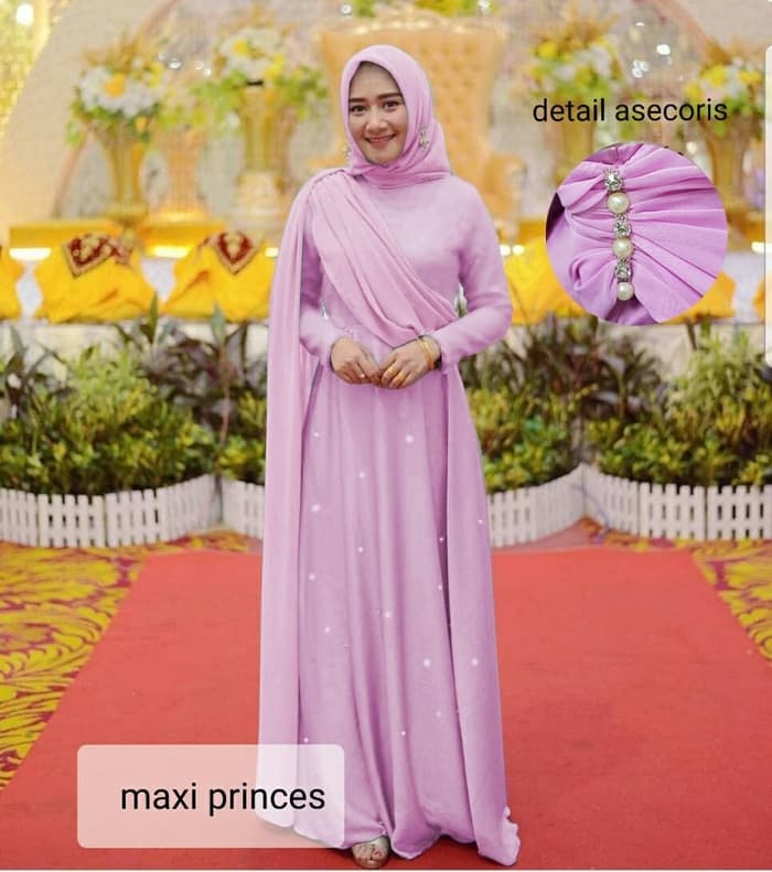 Model Baju Gamis Princess Pesta Selendang Terbaru | RYN Fashion
