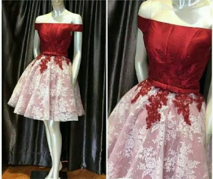  Model  Baju Dress Pendek Gaun  Sabrina  Pesta  Terbaru RYN 