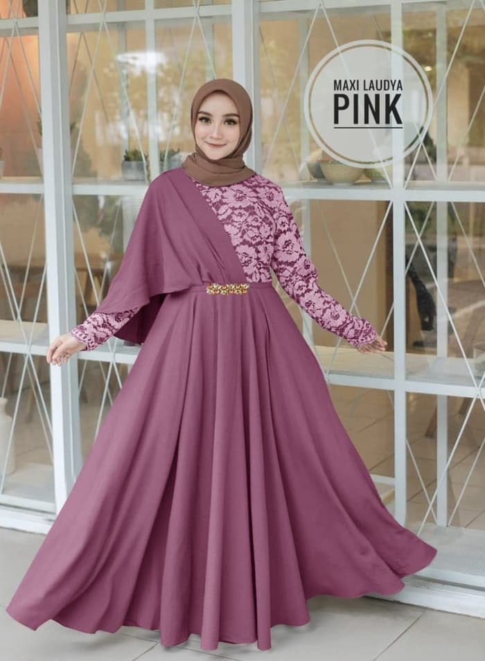  Baju  Gamis Long Dress Hijab  Model  Selendang Pesta RYN 