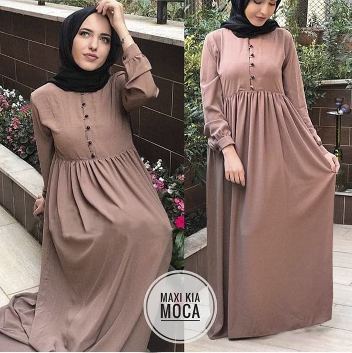  Model  Baju Gamis  Long Dress Muslim Polos  Terbaru RYN Fashion