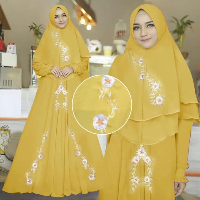  Model  Baju  Gamis Syari Bordir Setelan  Jilbab Khimar RYN 