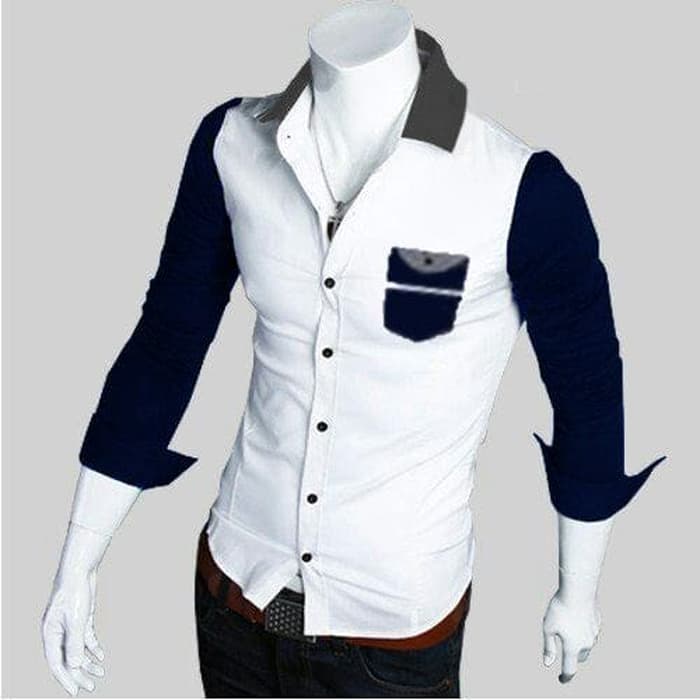  Model  Baju  Kemeja Pria  Lengan  Panjang  Warna Kombinasi  