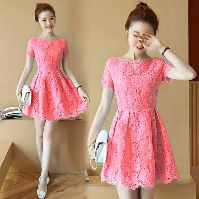  Model  Baju  Mini Dress  Pendek  Pesta Bahan Brukat RYN Fashion