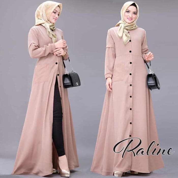 Baju  Gamis  Long Dress Maxi Muslim  Kancing Modern RYN Fashion