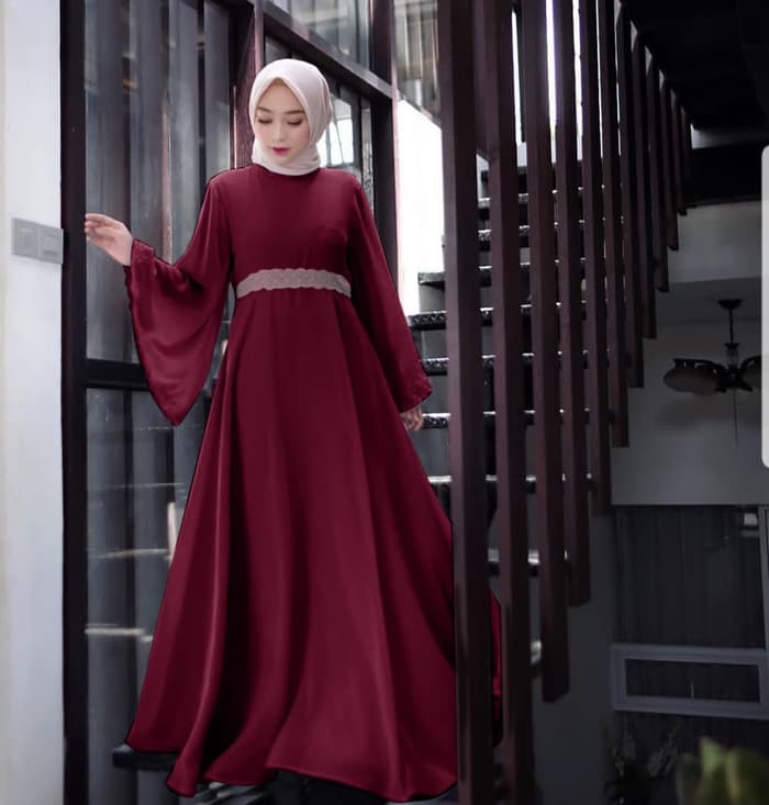 baju gamis model terbaru kombinasi renda cantik ryn fashion