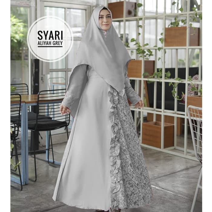 Setelan Baju  Gamis  Syari  Kombinasi Bahan Brukat RYN Fashion