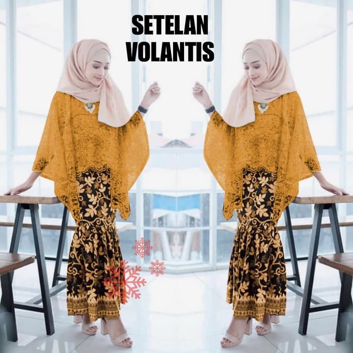  Setelan  Baju Kebaya Brukat Batwing dan Rok  Batik  RYN Fashion