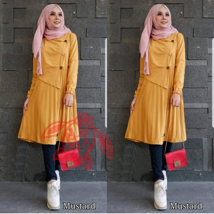  Model  Baju  Tunik  Plisket Panjang Cantik Terbaru RYN Fashion