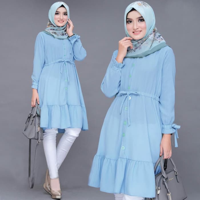 Baju Atasan Wanita  Tunik Muslim  Polos Modern RYN Fashion