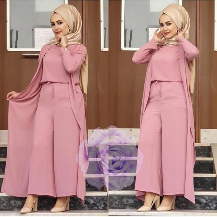  Model  Baju  Jumpsuit Long  Cardigan  Muslim Terbaru  RYN Fashion