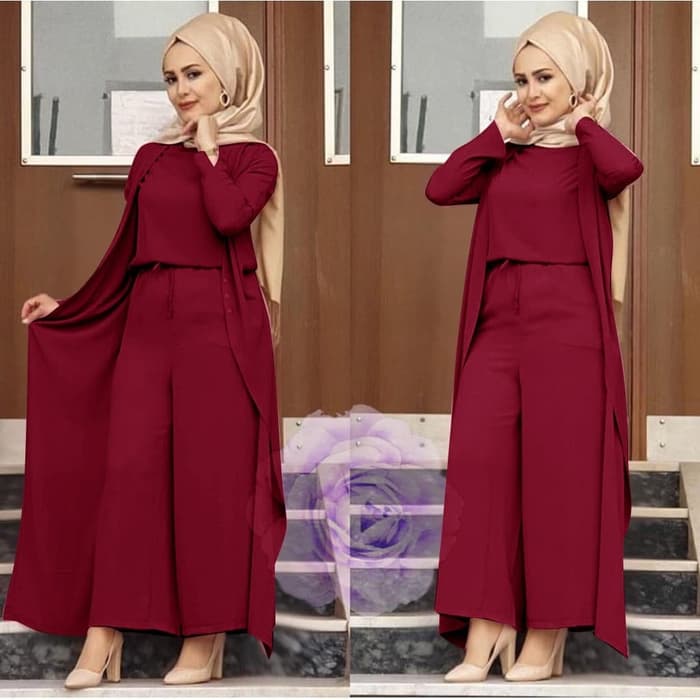  Model  Baju  Jumpsuit Long  Cardigan  Muslim Terbaru  RYN Fashion