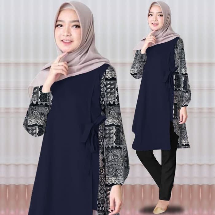 Model Baju Tunik  Blouse Muslim  Kombinasi Batik RYN Fashion 