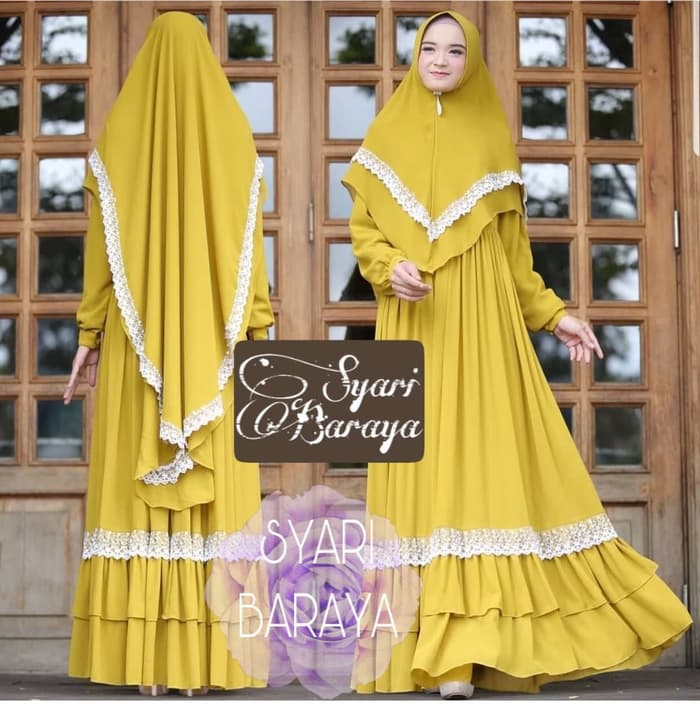 Setelan Baju  Gamis  Syari Renda  Model Terbaru RYN Fashion
