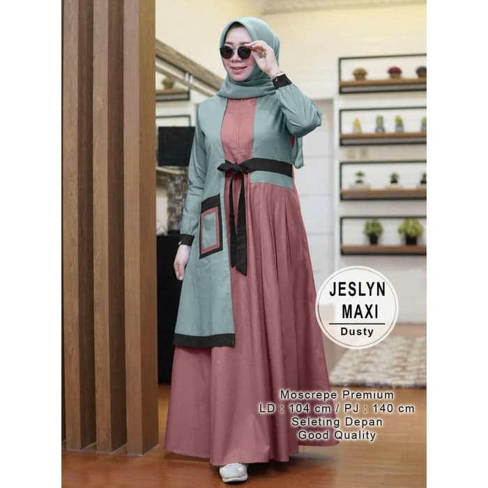 baju gamis maxy long dress muslim modern ryn fashion