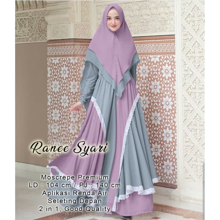 Baju Gamis Syari Pesta Setelan Jilbab Bergo Cantik | RYN Fashion