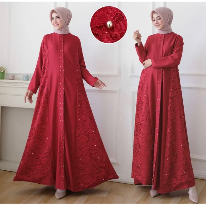 Model Baju  Gamis Brukat Long Dress  Muslim Terbaru  RYN 