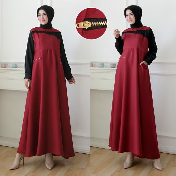  Model  Baju Gamis  Long Dress Muslim Warna  Kombinasi  RYN 