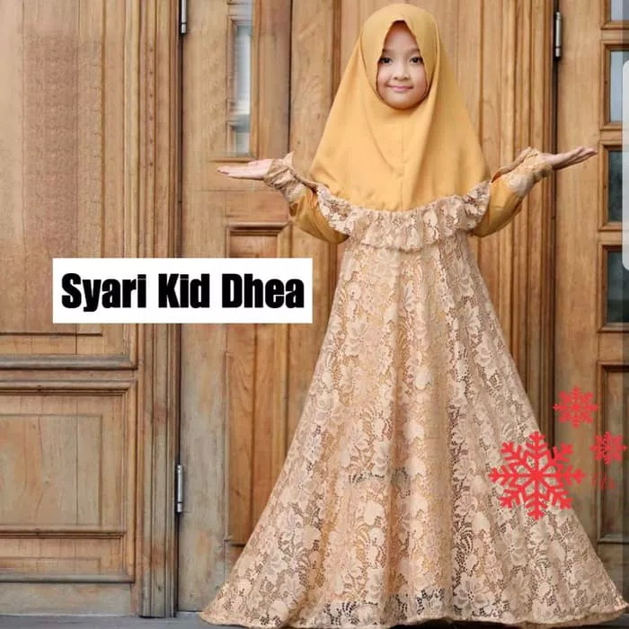 Setelan Baju  Gamis  Syari  Anak Bahan Brukat  RYN Fashion