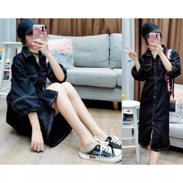 Baju Dress Pendek Full Kancing Model Terbaru