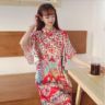 Baju Dress Pendek Cheongsam Tangan Merak Cantik