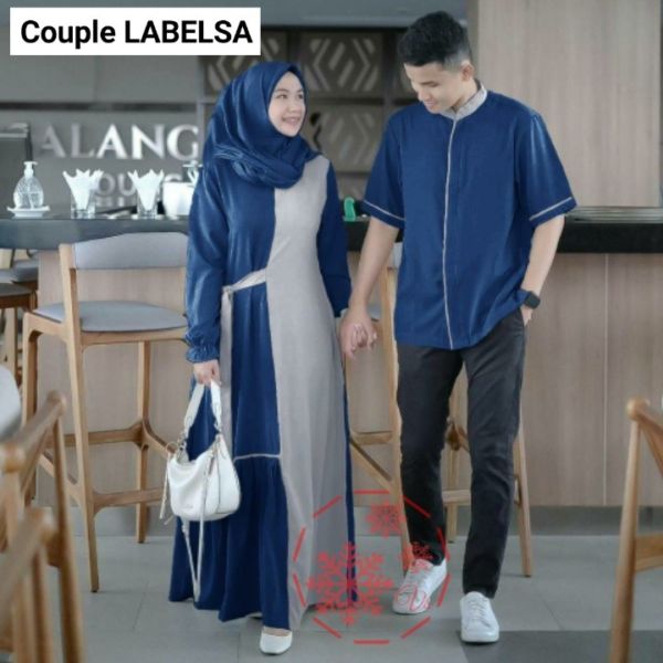 Baju Couple Gamis Abaya dan Koko Lebaran Modern