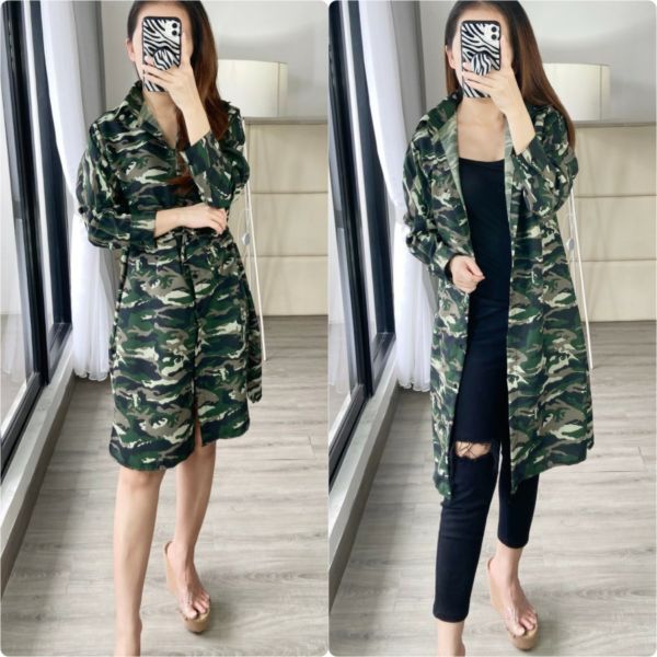 Baju Long Kemeja Wanita Motif Army Model Terbaru