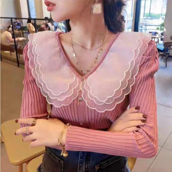 Model Baju Kekinian Blouse Cewek Knit Top Cantik