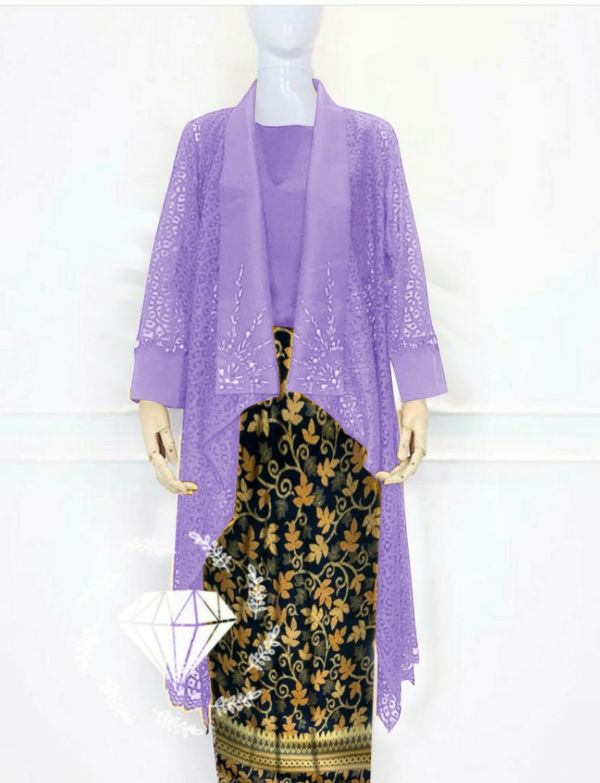 Setelan Baju Kebaya Brokat Modern & Rok Batik