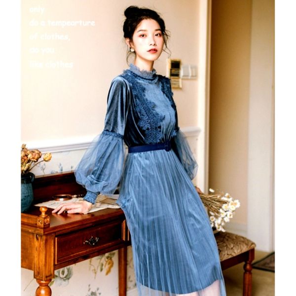 Model Baju Long Dress Velvet Tile Kekinian