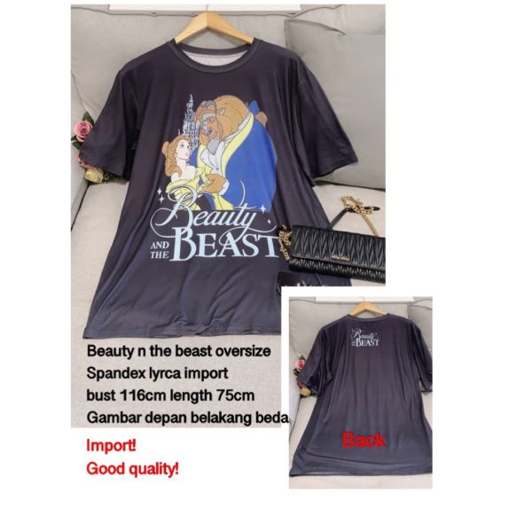 Kaos Oblong Wanita Beauty And The Beast Oversize