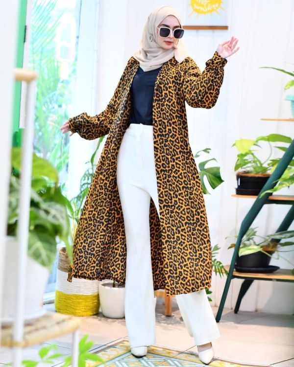 Model Baju Tunik Masa Kini Motif Leopard Terbaru