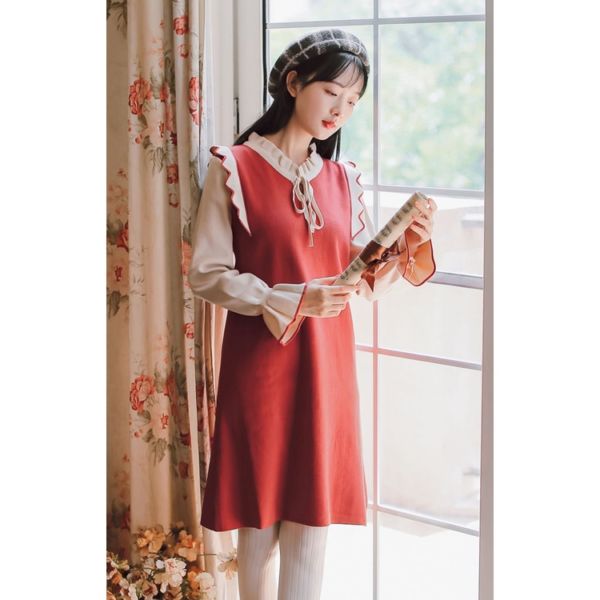 Baju Knit Dress Korea Lengan Panjang Modern