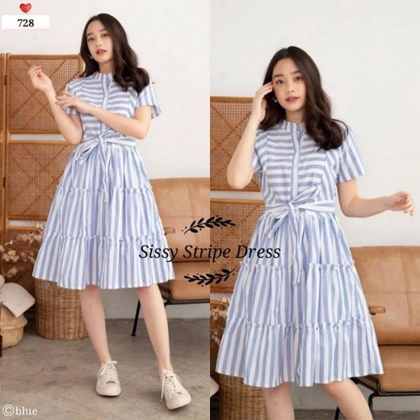 Model Baju Stripe Dress Belang Cantik Terbaru