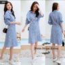 Baju Dress Belang Stripe Korea Model Terbaru