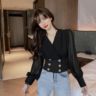 Baju Atasan Sifon Korean Crop Top Lengan Panjang