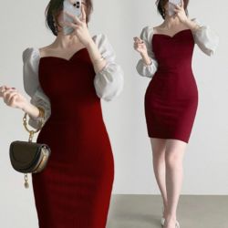 Baju Mini Dress Rajut Seksi Kombinasi Toyobo Cantik