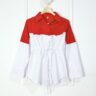Baju Kemeja Wanita Merah Putih Aplikasi Tali Kerut Modis - Gambar 3
