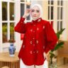 Baju Kemeja Wanita Merah Putih Swaroski Mute Cantik - Gambar 2